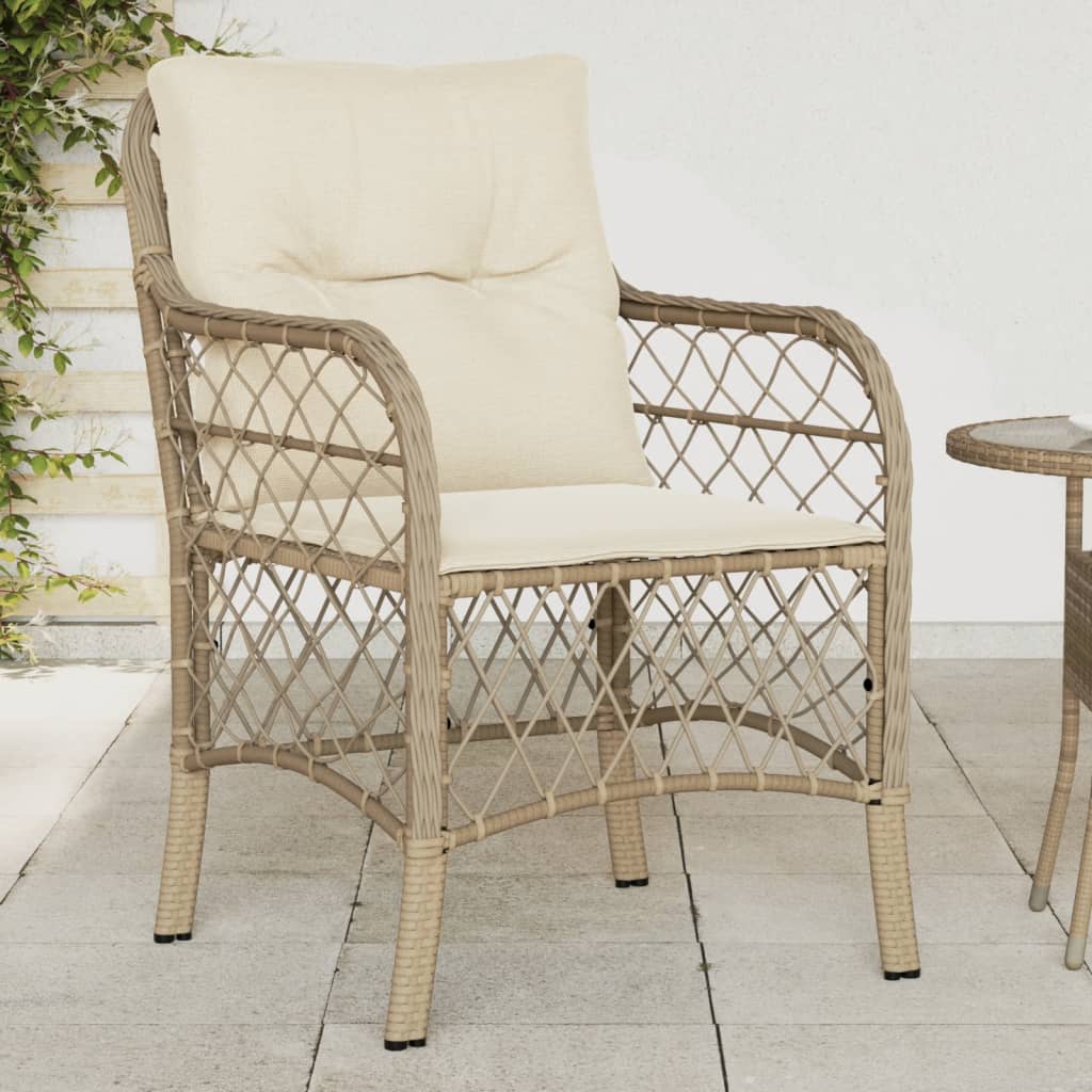 Chaises de jardin 2 pcs avec coussins en polyrotin