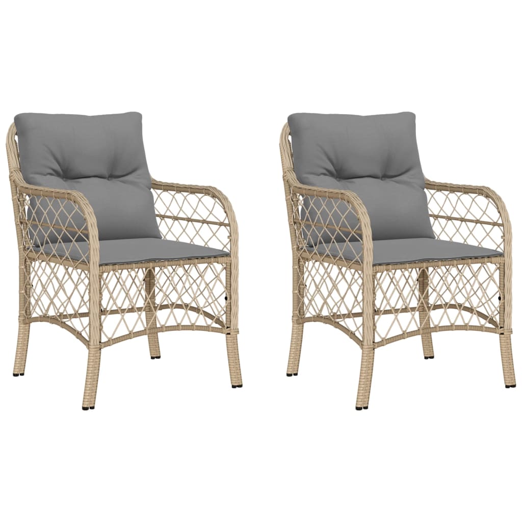 Chaises de jardin 2 pcs avec coussins en polyrotin