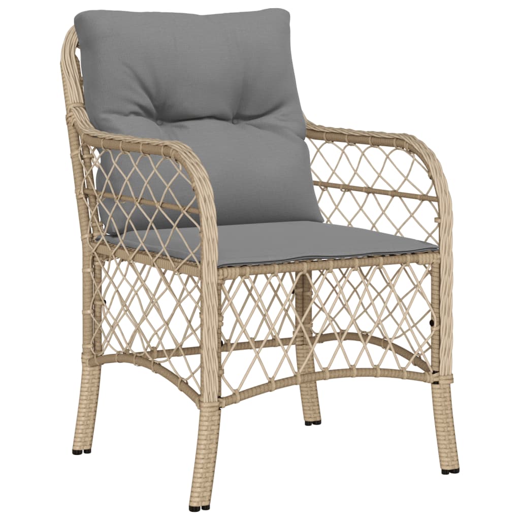 Tuinstoelen 2 st met kussens poly rattan