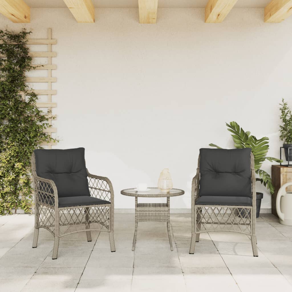 Chaises de jardin 2 pcs avec coussins en polyrotin