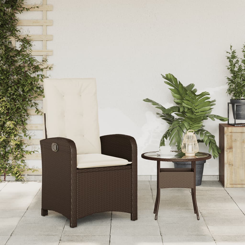 Chaise de jardin réglable avec coussins mixtes en polyrotin