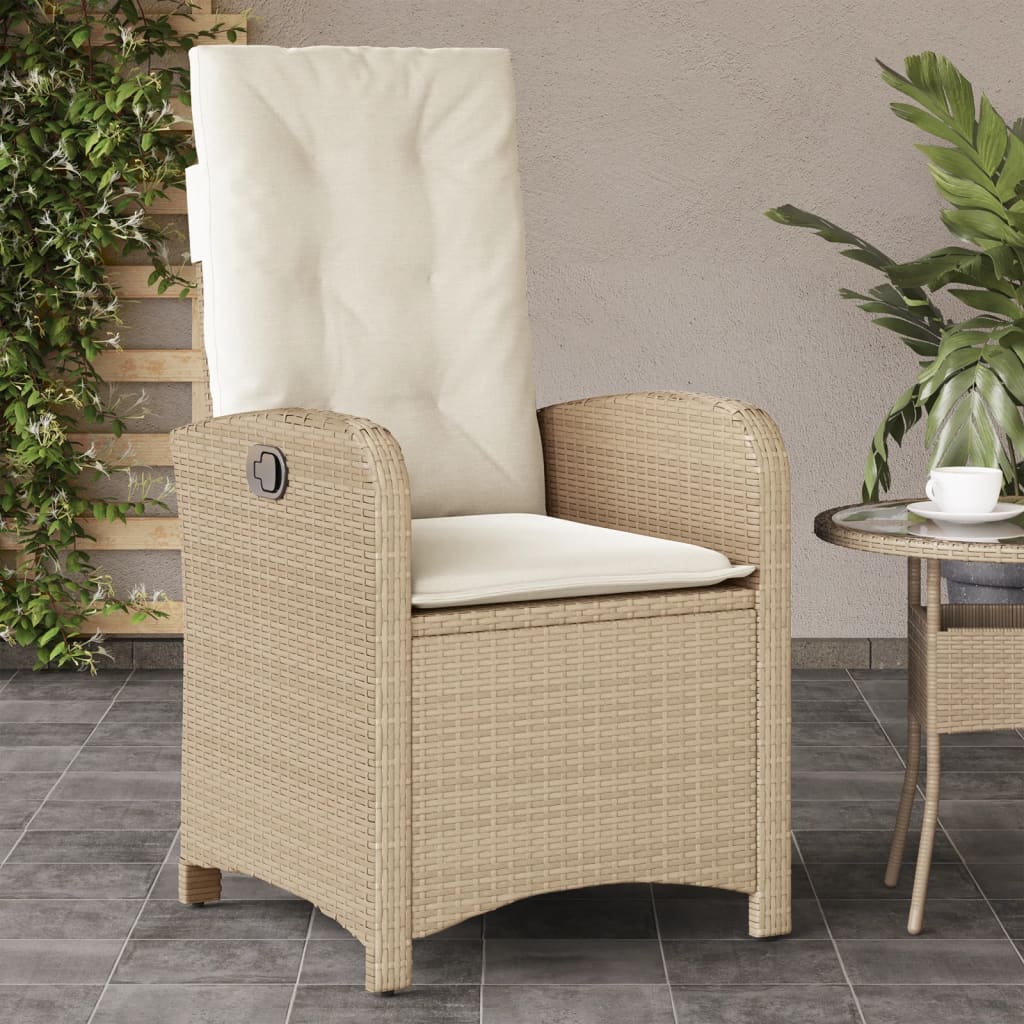 Chaise de jardin réglable avec coussins mixtes en polyrotin