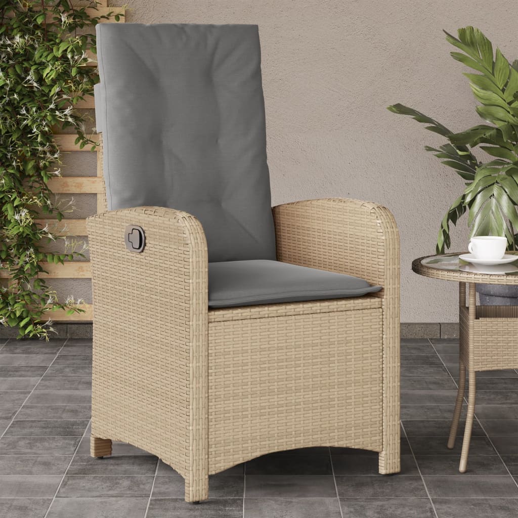 Chaise de jardin réglable avec coussins mixtes en polyrotin