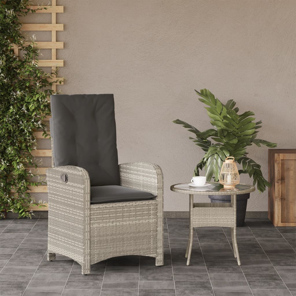 Chaise de jardin réglable avec coussins mixtes en polyrotin