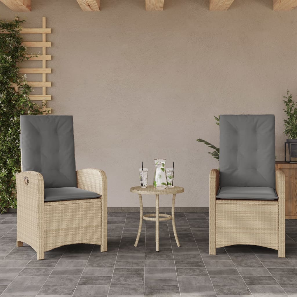 Chaise de jardin réglable avec coussins mixtes en polyrotin