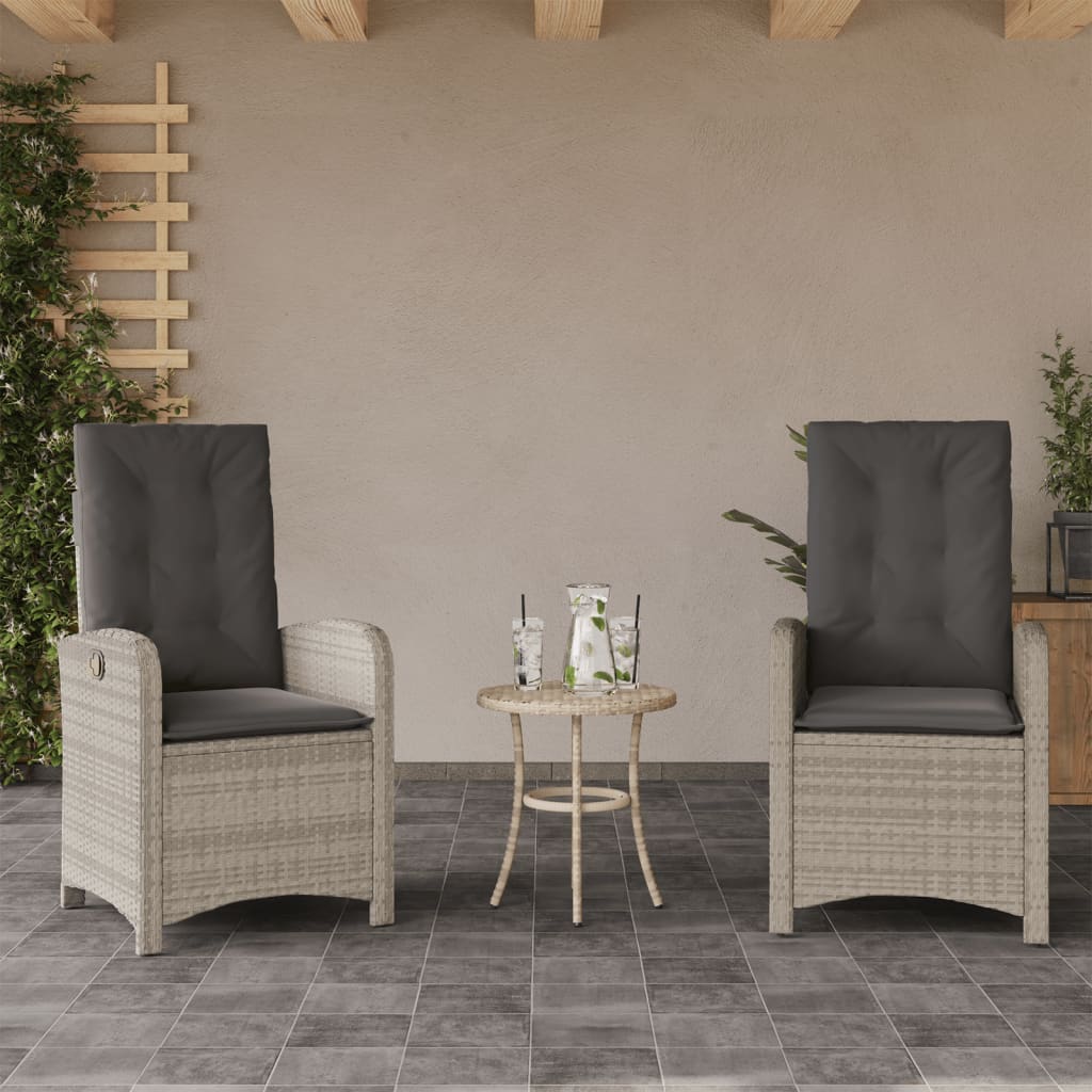 Chaise de jardin réglable avec coussins mixtes en polyrotin