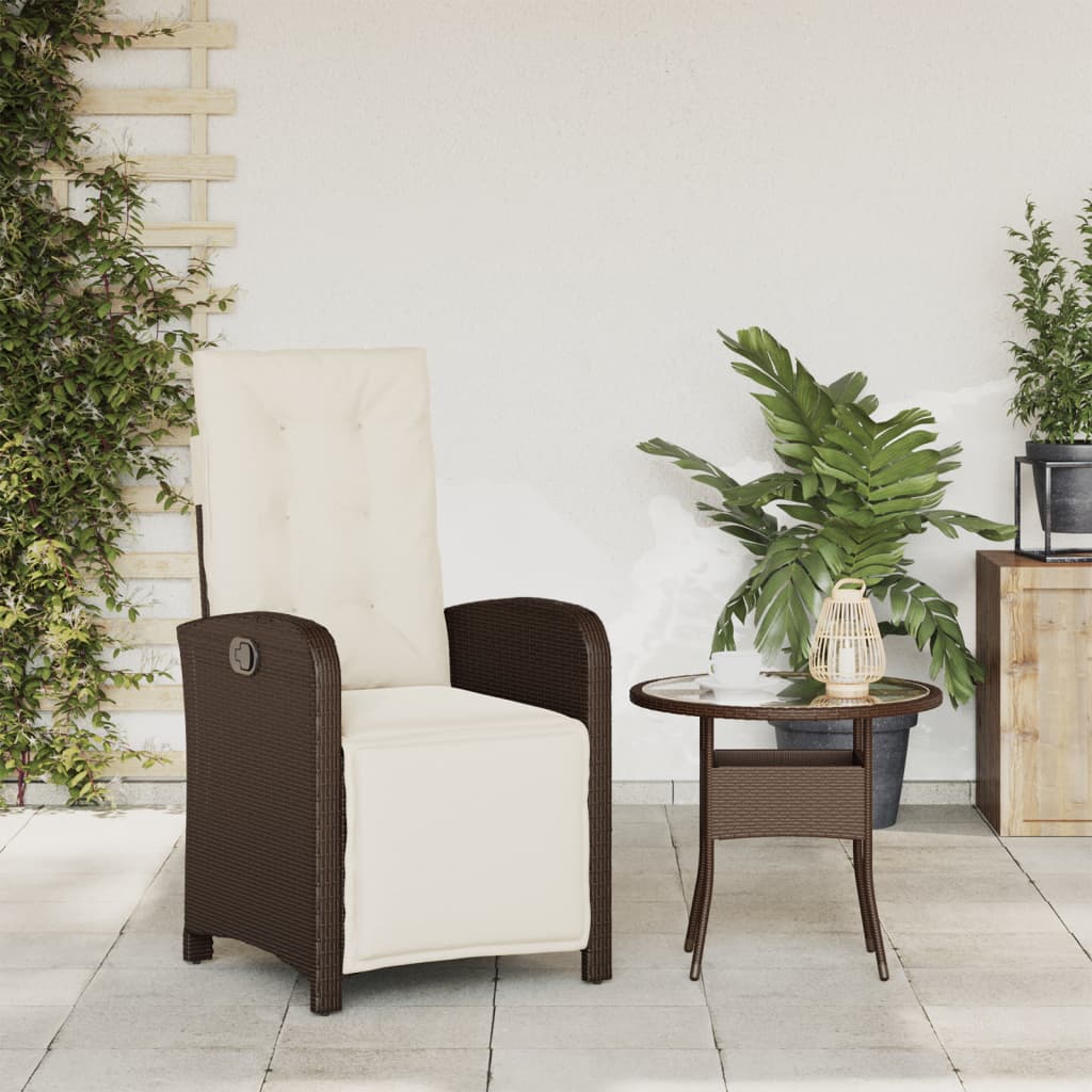 Chaise de jardin réglable avec repose-pieds en polyrotin