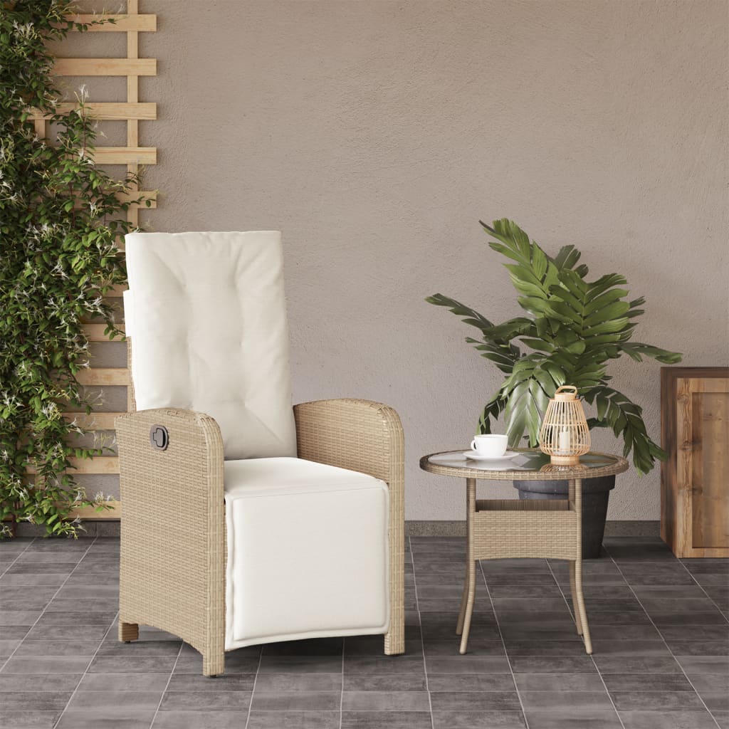 Chaise de jardin réglable avec repose-pieds en polyrotin