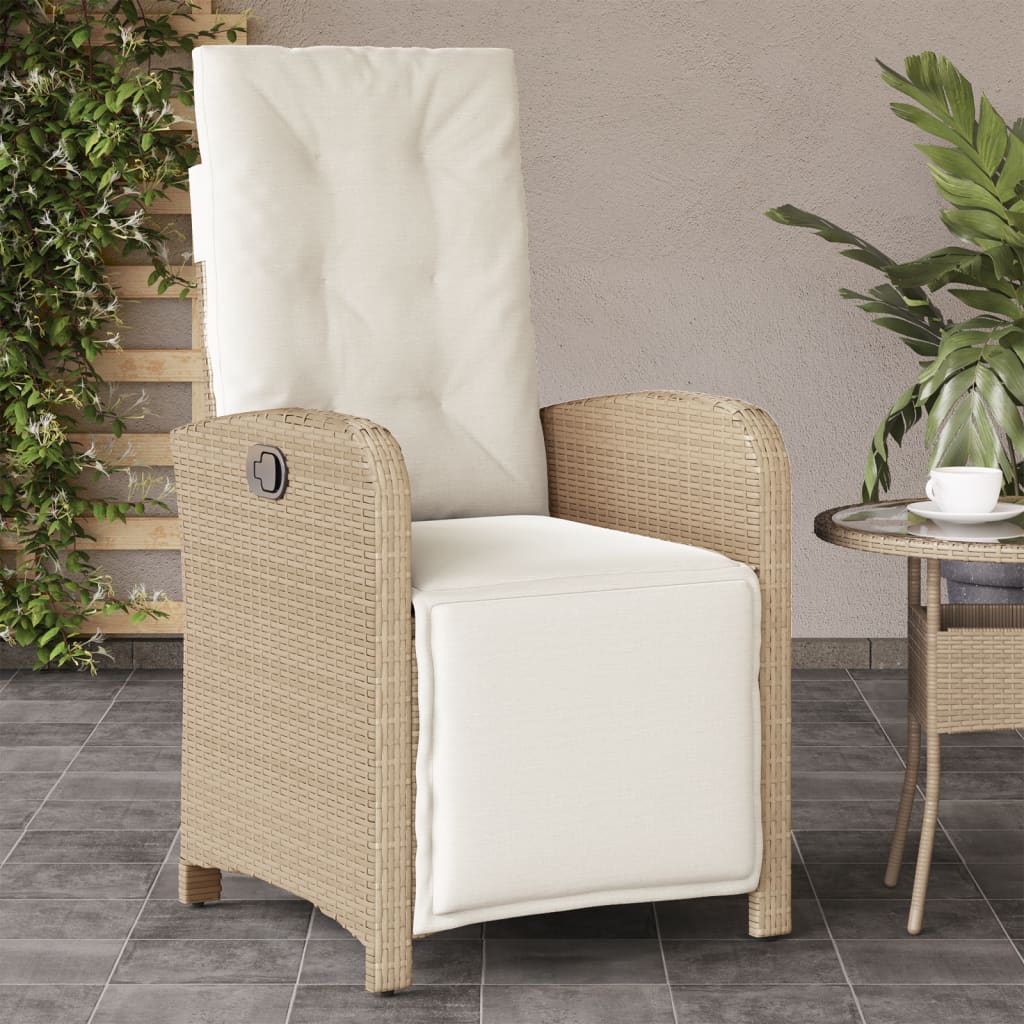 Chaise de jardin réglable avec repose-pieds en polyrotin