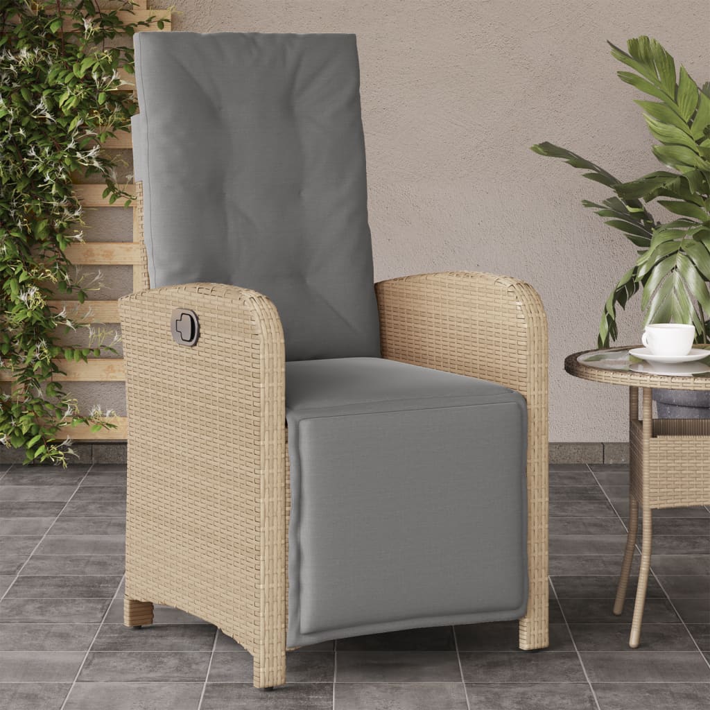 Chaise de jardin réglable avec repose-pieds en polyrotin