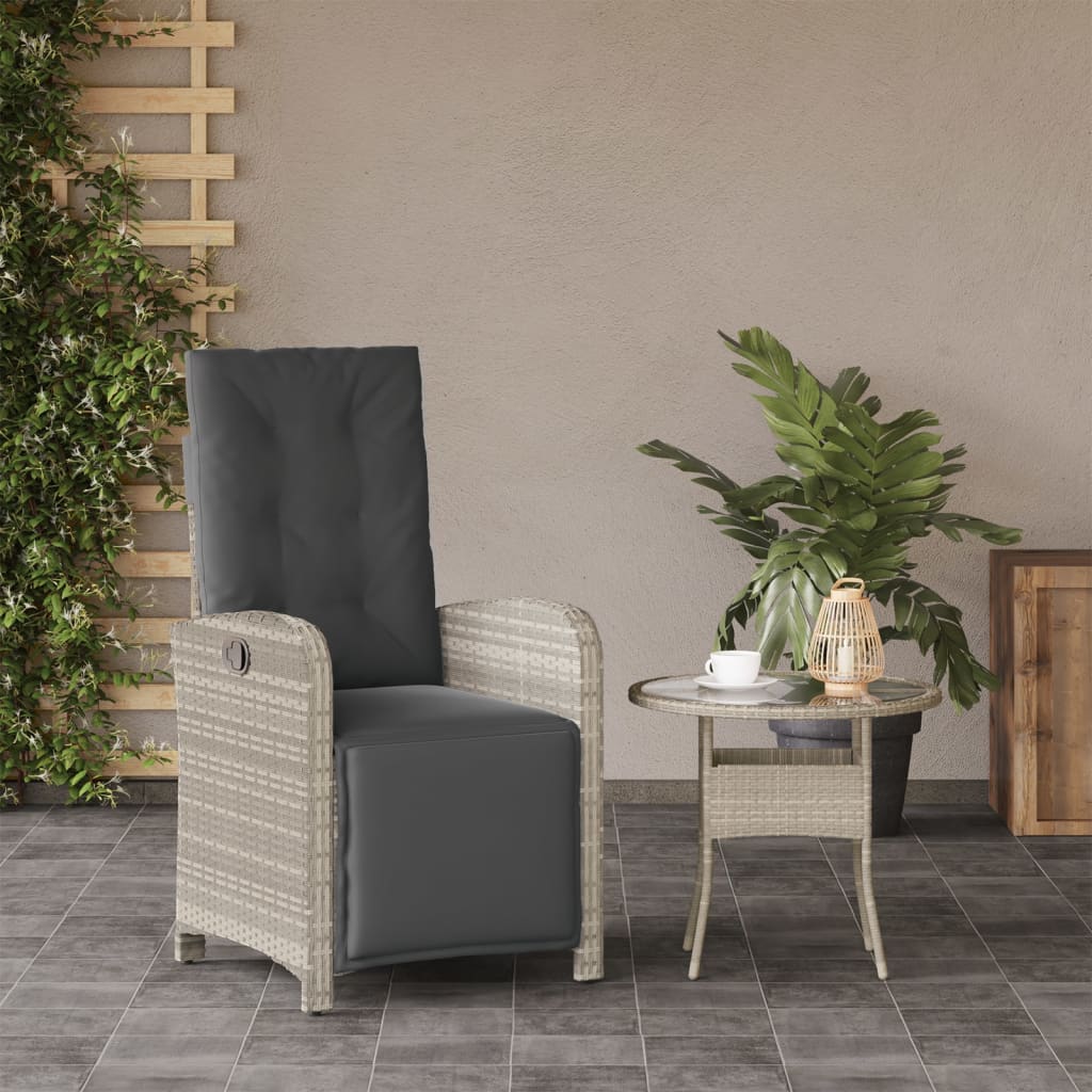 Chaise de jardin réglable avec repose-pieds en polyrotin