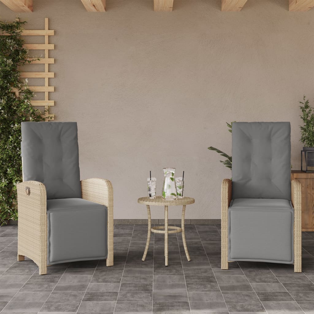 Chaise de jardin réglable avec repose-pieds en polyrotin