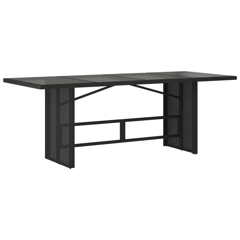 Table de jardin avec plateau en verre 190x80x74 cm poly rotin