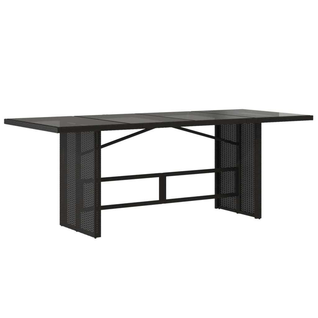 Table de jardin avec plateau en verre 190x80x74 cm poly rotin