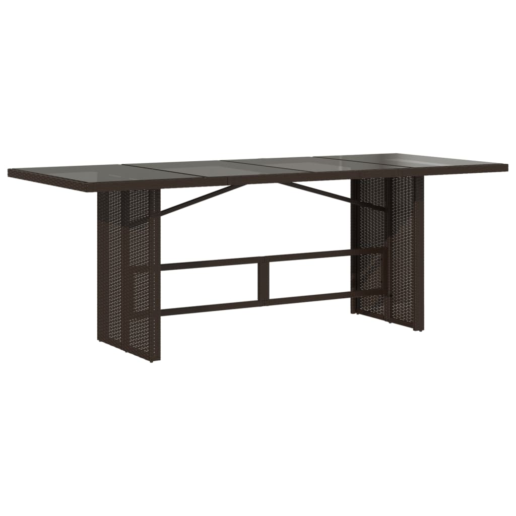 Table de jardin avec plateau en verre 190x80x74 cm poly rotin