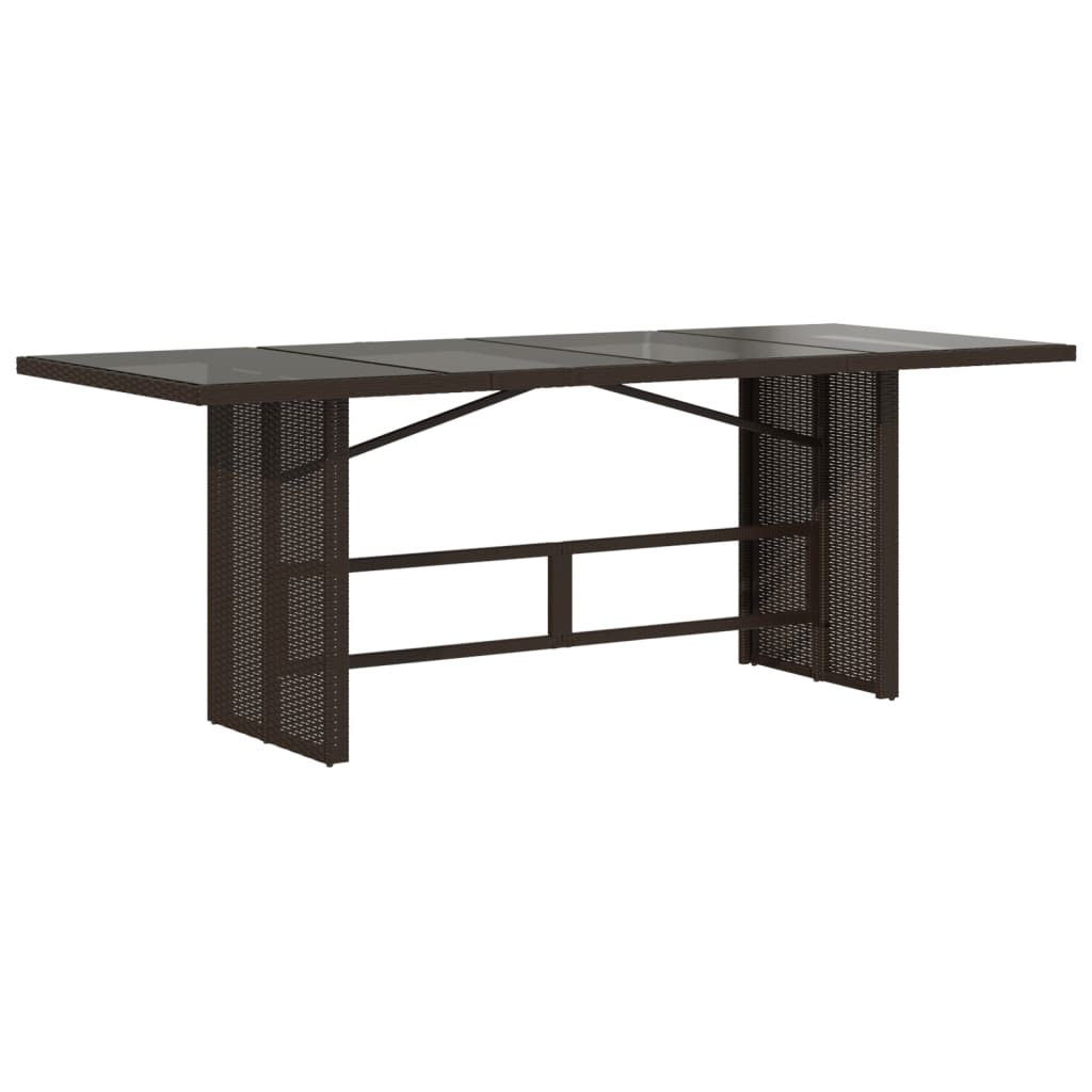 Table de jardin avec plateau en verre 190x80x74 cm poly rotin