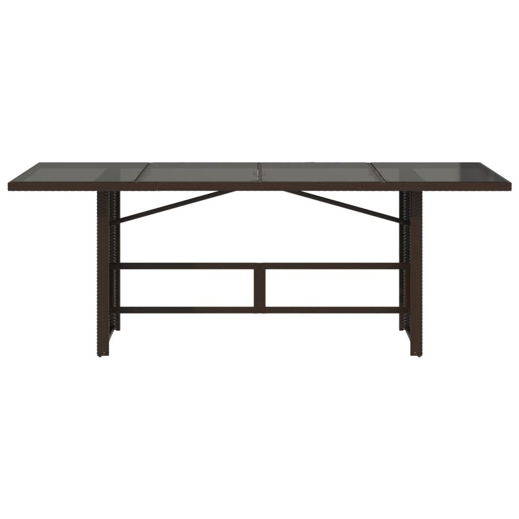 Table de jardin avec plateau en verre 190x80x74 cm poly rotin