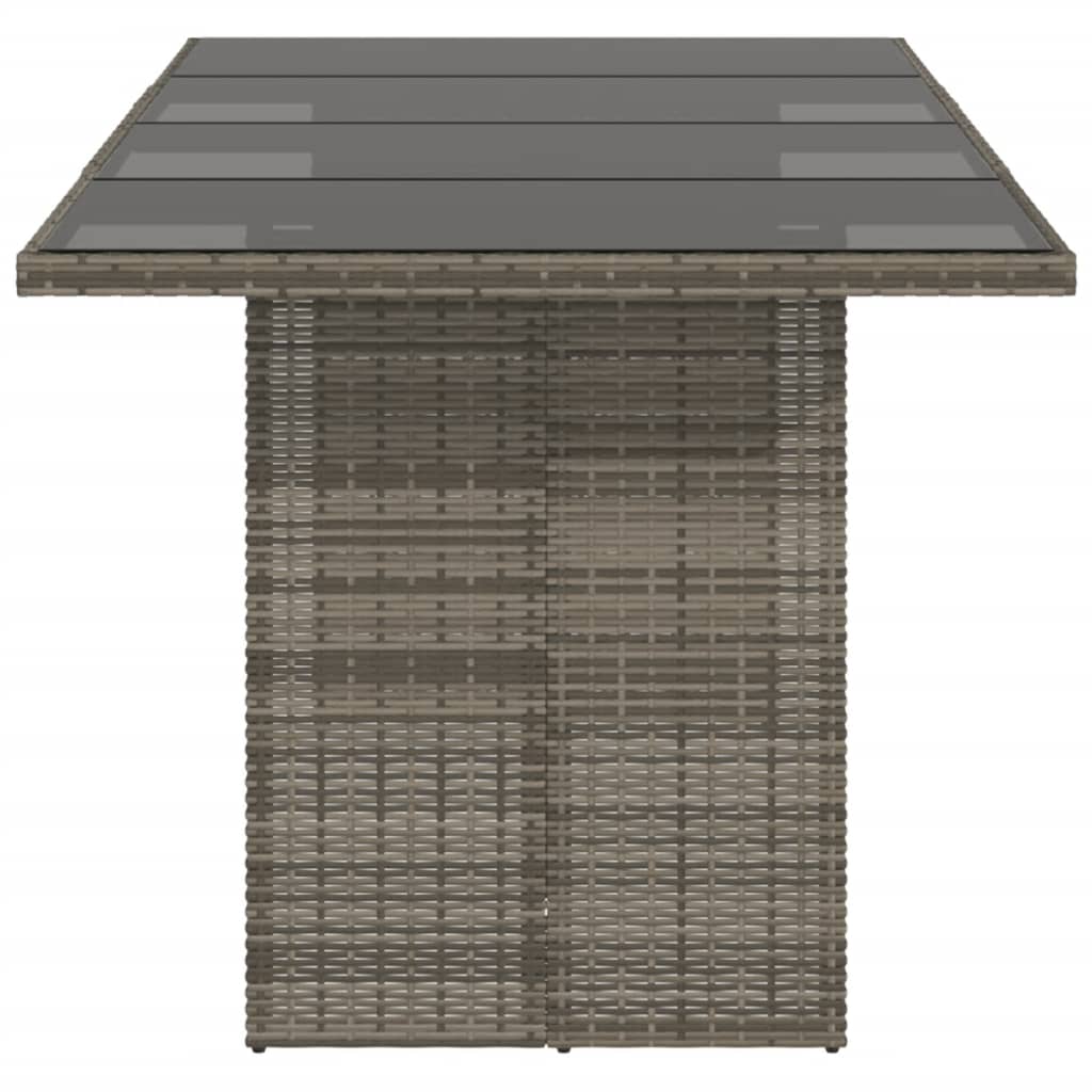 Tuintafel met glazen blad 190x80x74 cm poly rattan