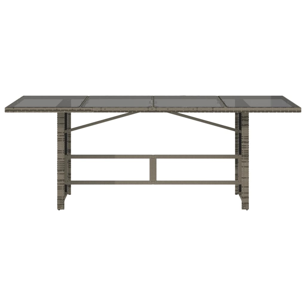 Table de jardin avec plateau en verre 190x80x74 cm poly rotin