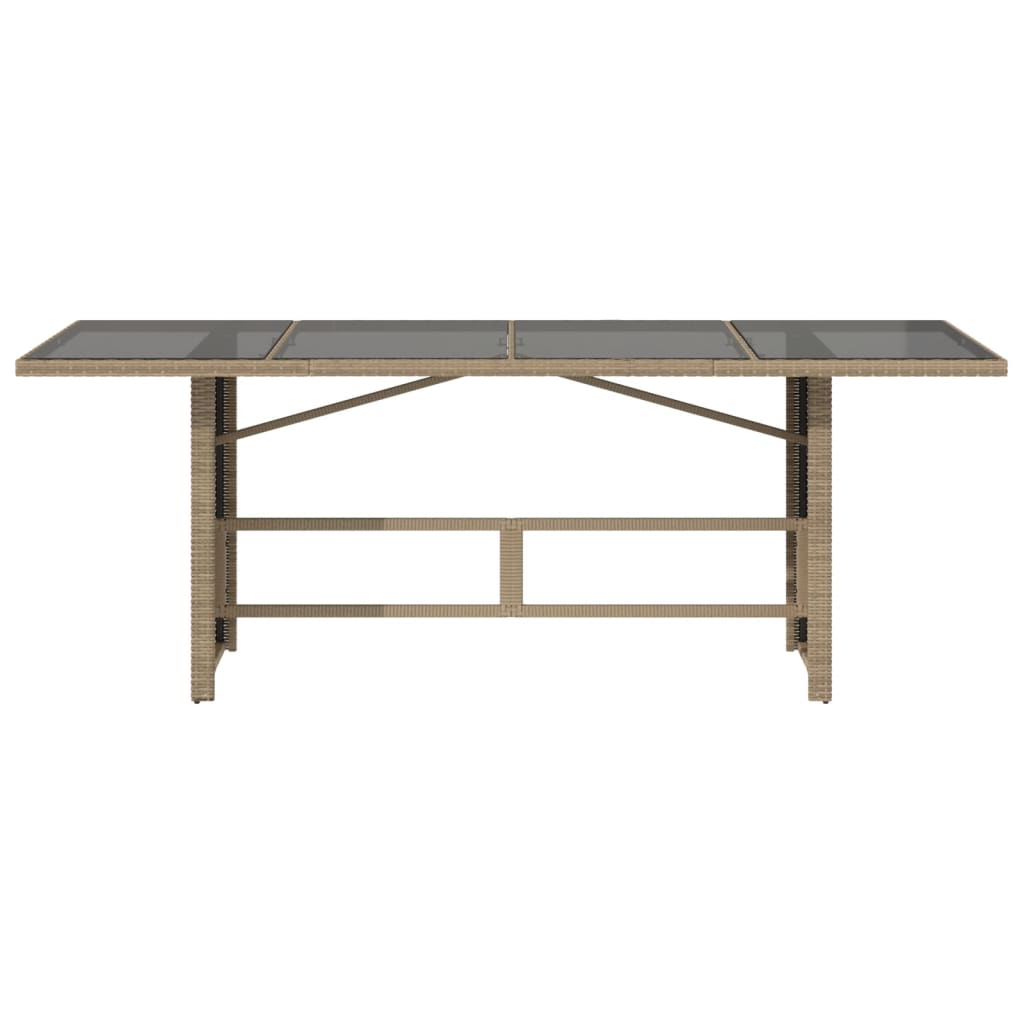 Table de jardin avec plateau en verre 190x80x74 cm poly rotin