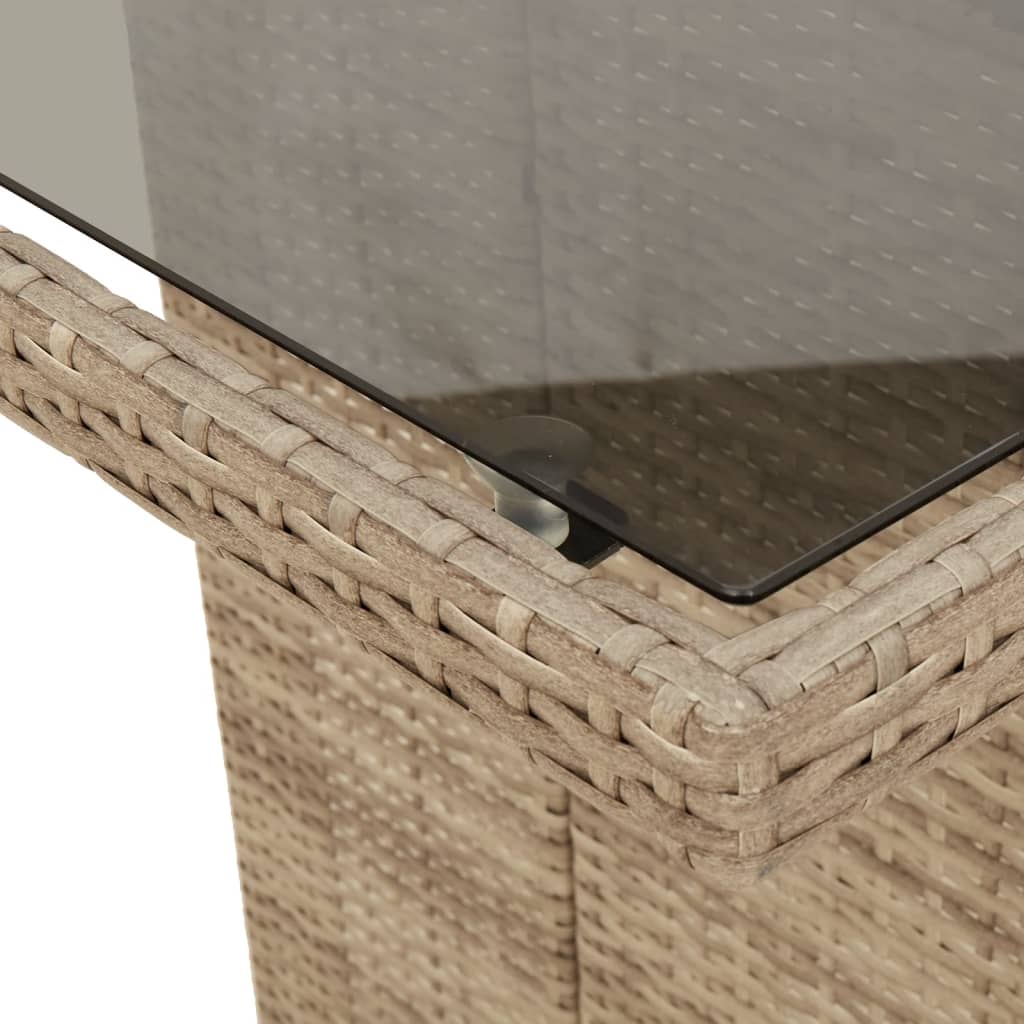 Tuintafel met glazen blad 190x80x74 cm poly rattan