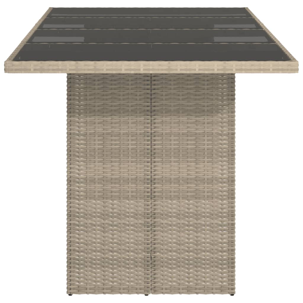 Table de jardin avec plateau en verre 190x80x74 cm poly rotin