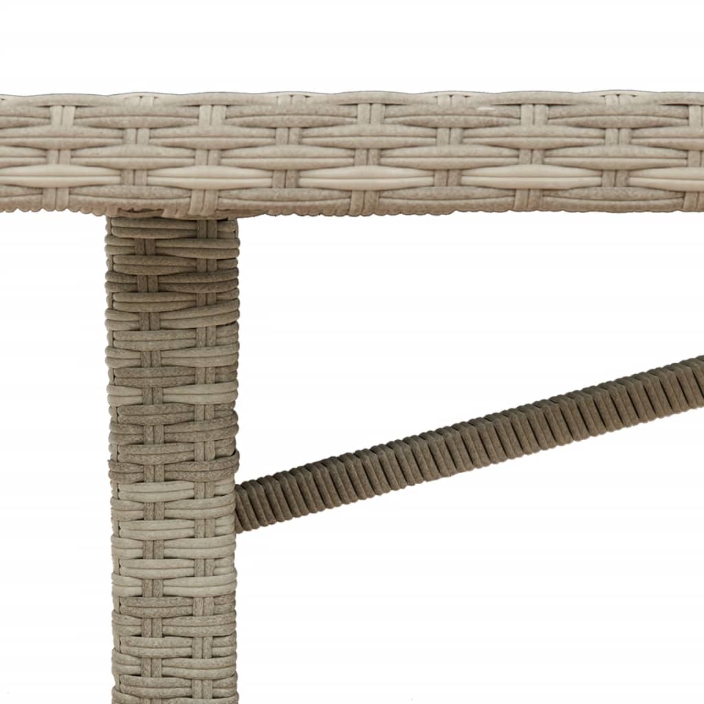 Tuintafel met glazen blad 190x80x74 cm poly rattan