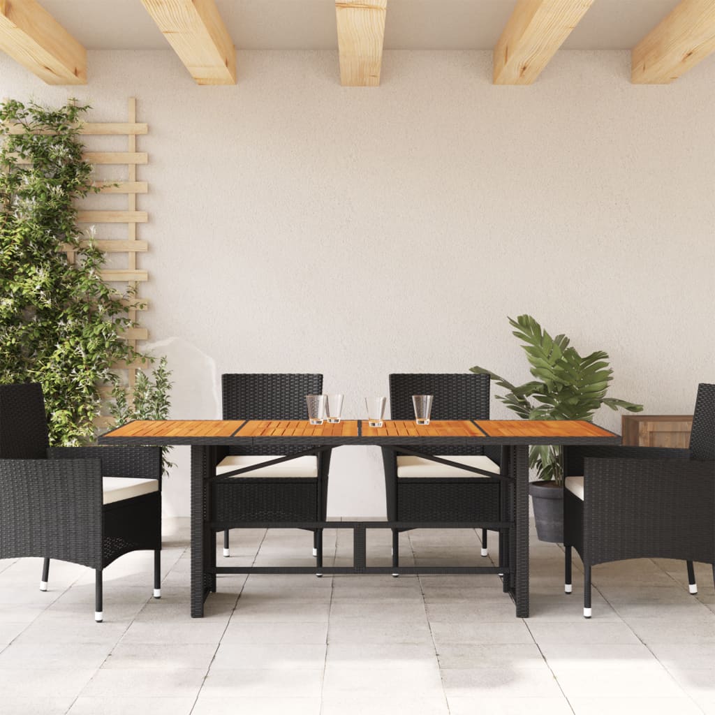 Tuintafel met glazen blad 190x80x74 cm poly rattan