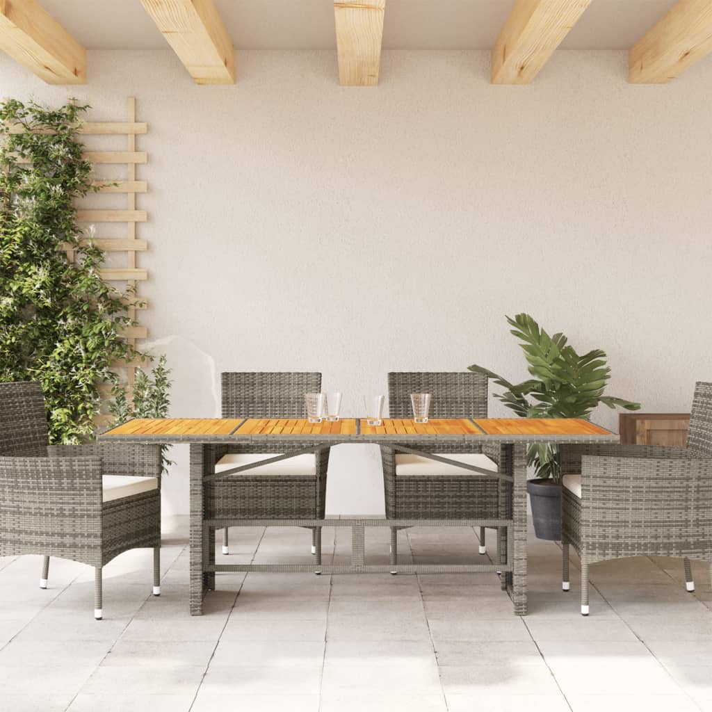 Tuintafel met glazen blad 190x80x74 cm poly rattan