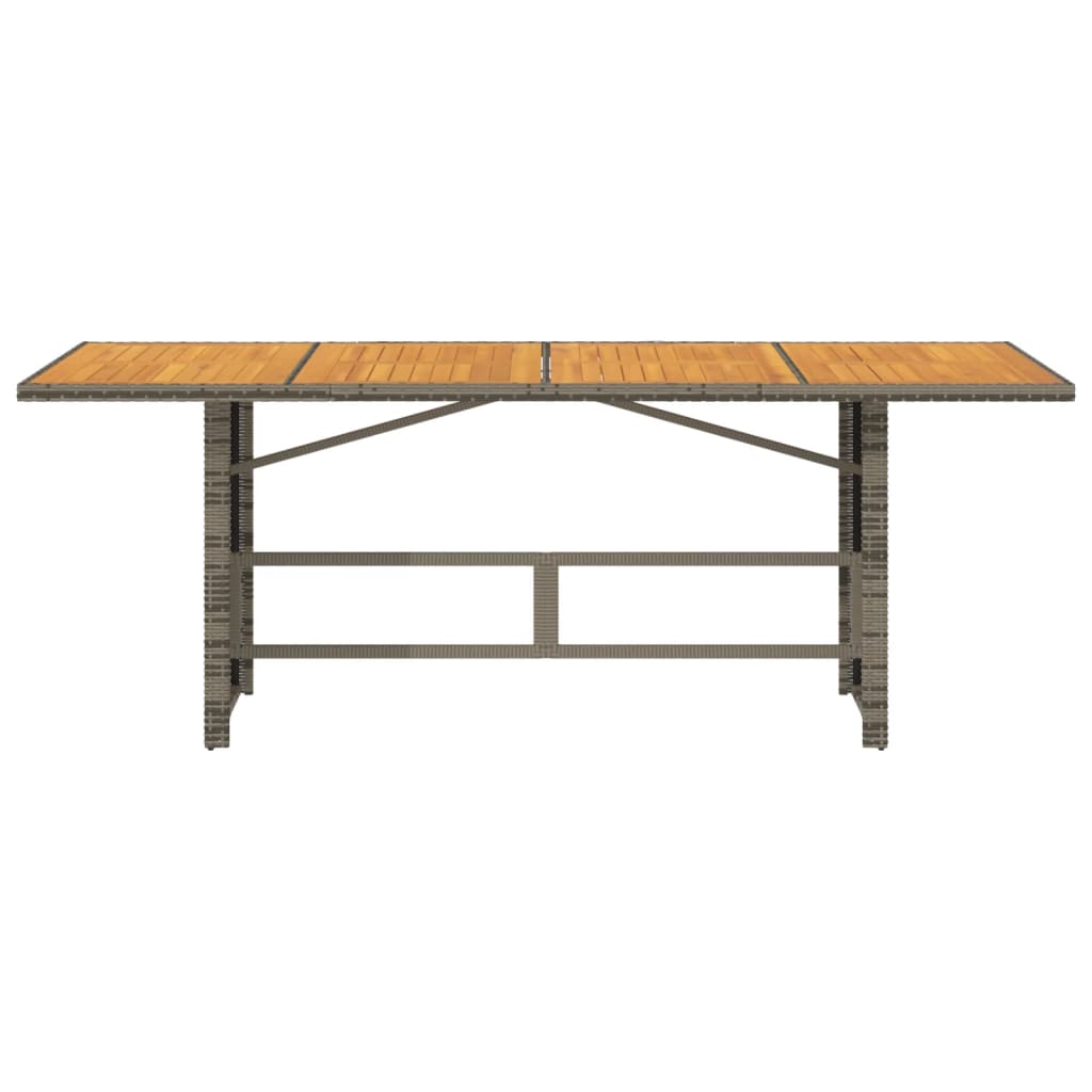 Table de jardin avec plateau en verre 190x80x74 cm poly rotin