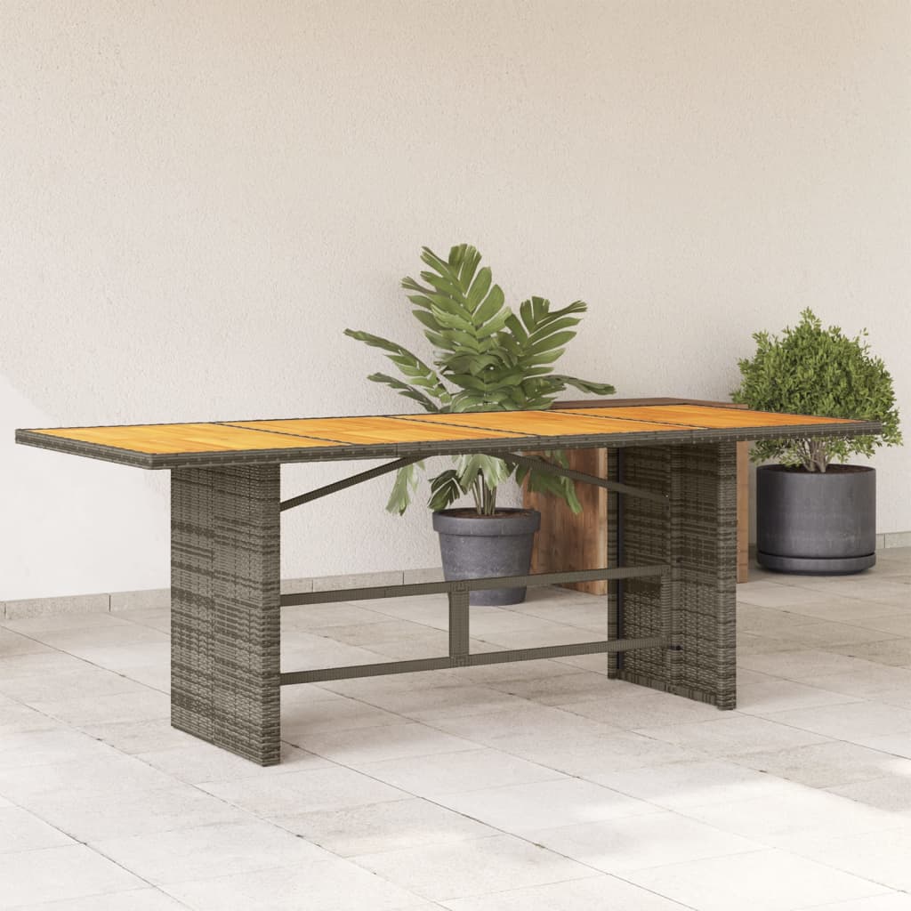 Table de jardin avec plateau en verre 190x80x74 cm poly rotin