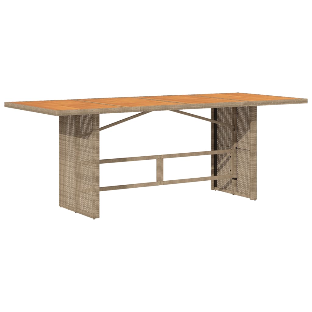 Table de jardin avec plateau en verre 190x80x74 cm poly rotin