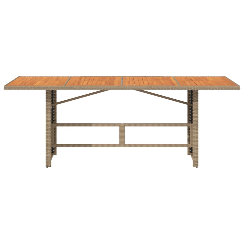 Table de jardin avec plateau en verre 190x80x74 cm poly rotin