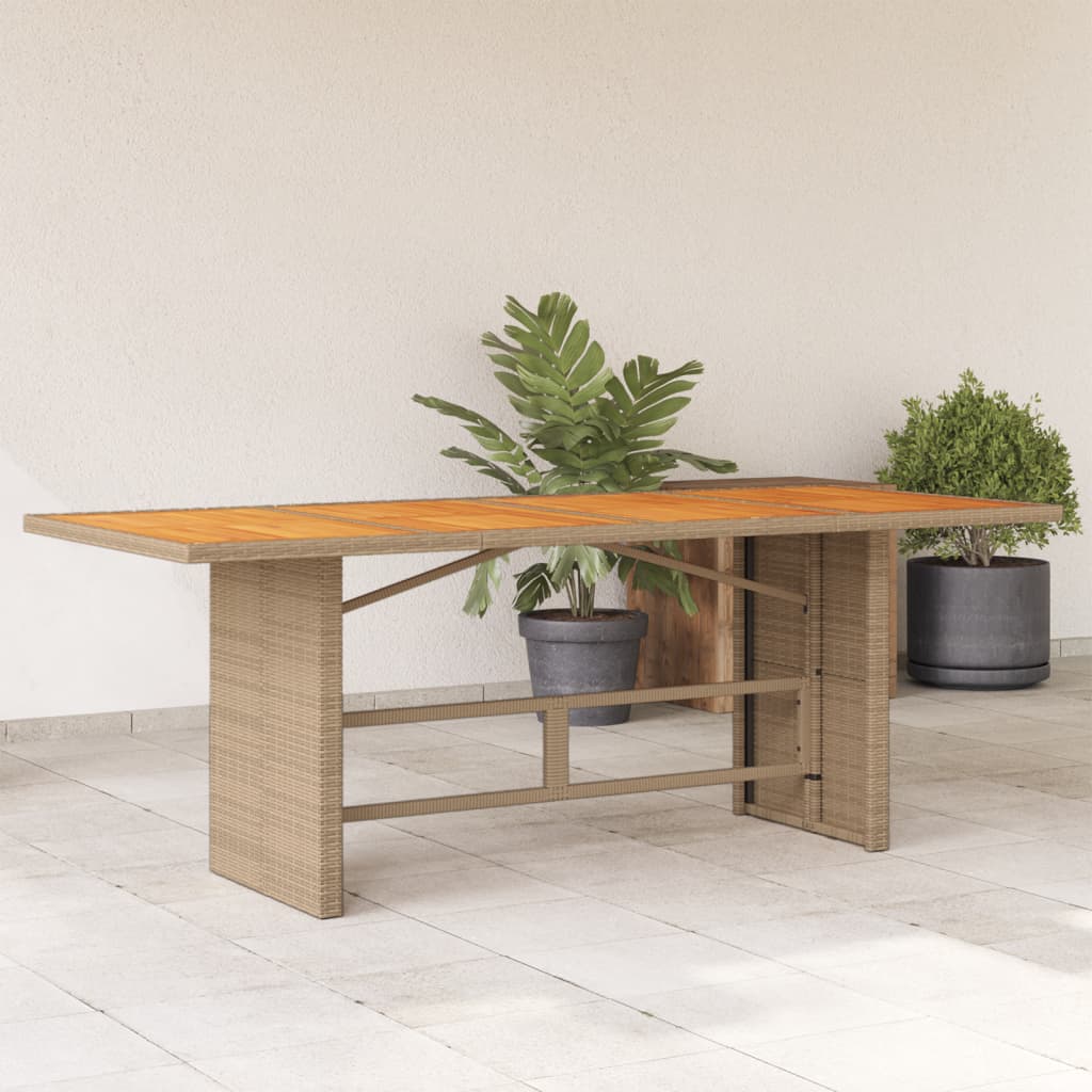 Table de jardin avec plateau en verre 190x80x74 cm poly rotin