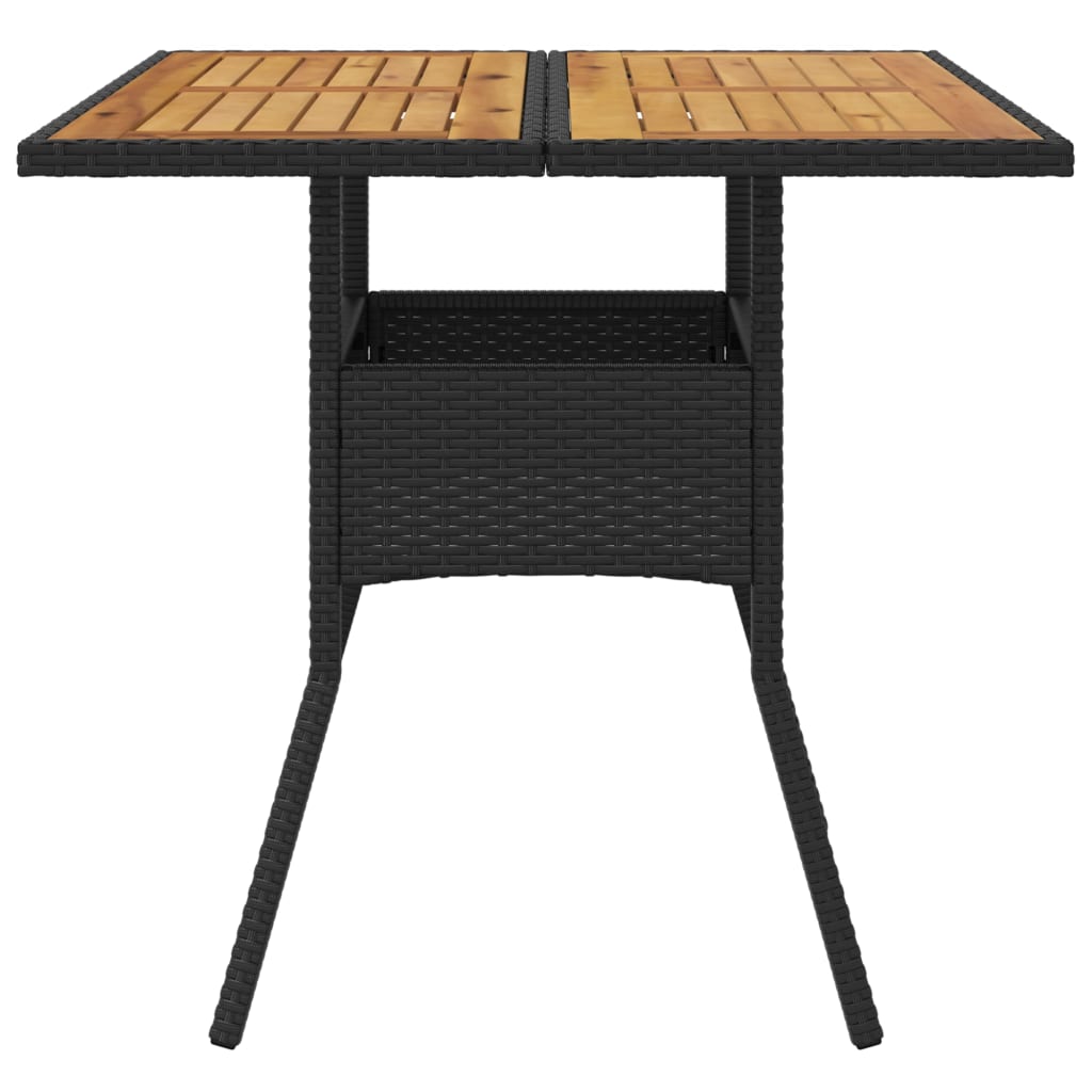 Tuintafel met acaciahouten blad 80x80x75 cm poly rattan