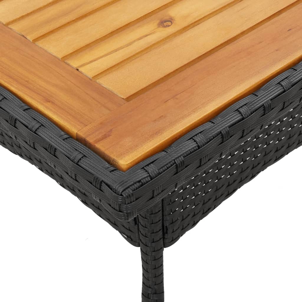 Tuintafel met acaciahouten blad 80x80x75 cm poly rattan