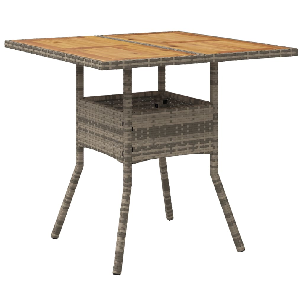 Tuintafel met acaciahouten blad 80x80x75 cm poly rattan