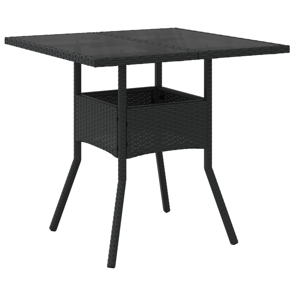 Table de jardin avec plateau en bois d'acacia 80x80x75 cm poly rotin