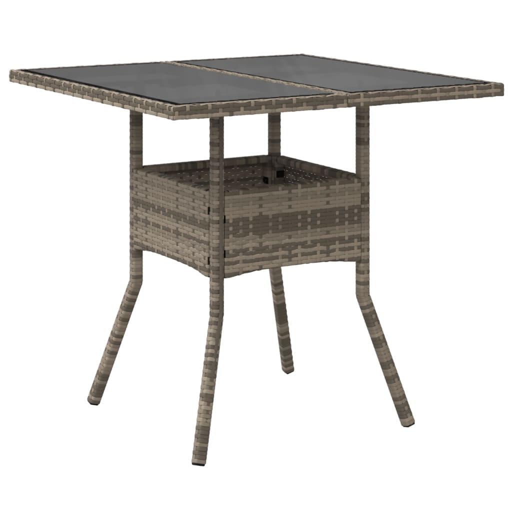 Tuintafel met acaciahouten blad 80x80x75 cm poly rattan