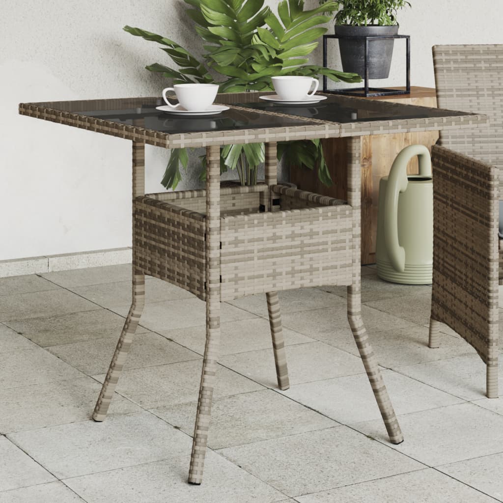 Tuintafel met acaciahouten blad 80x80x75 cm poly rattan