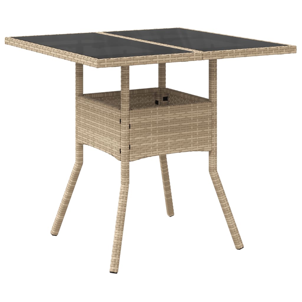 Tuintafel met acaciahouten blad 80x80x75 cm poly rattan