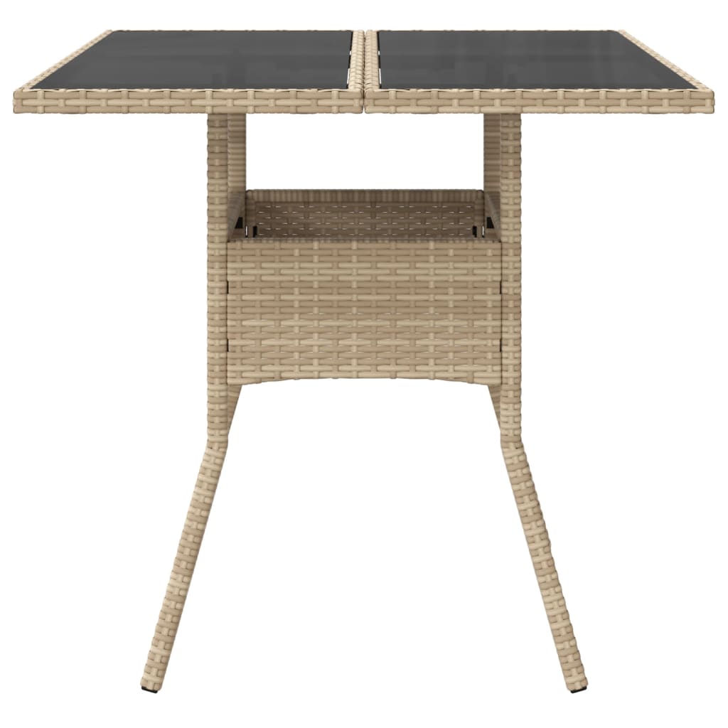 Tuintafel met acaciahouten blad 80x80x75 cm poly rattan