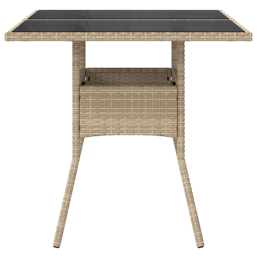 Tuintafel met acaciahouten blad 80x80x75 cm poly rattan