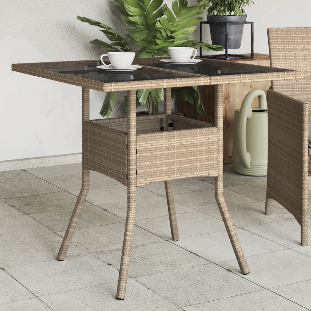 Tuintafel met acaciahouten blad 80x80x75 cm poly rattan