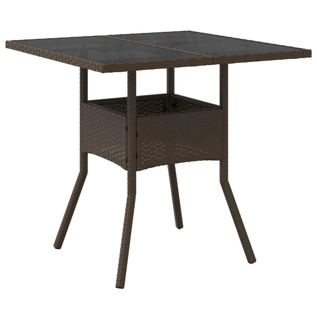 Tuintafel met acaciahouten blad 80x80x75 cm poly rattan