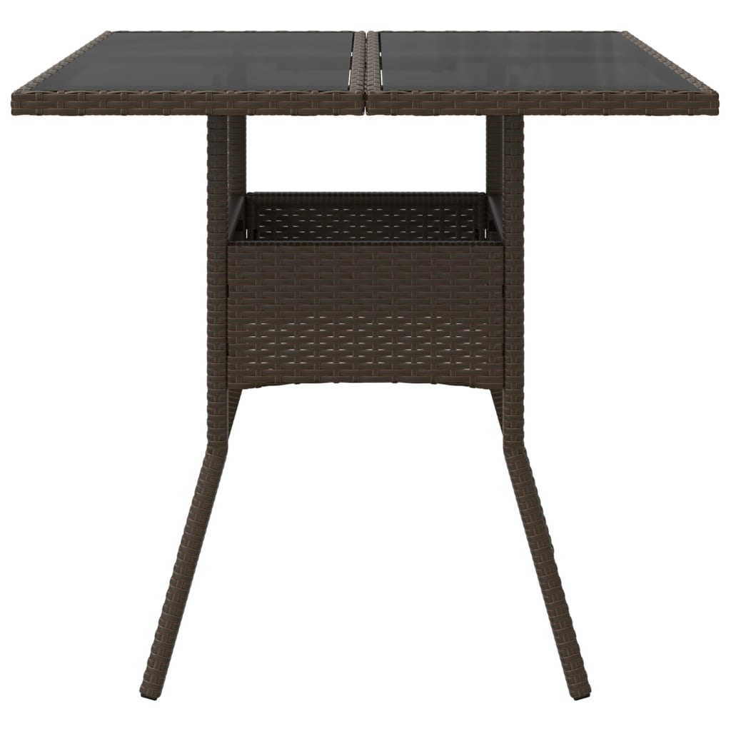 Tuintafel met acaciahouten blad 80x80x75 cm poly rattan