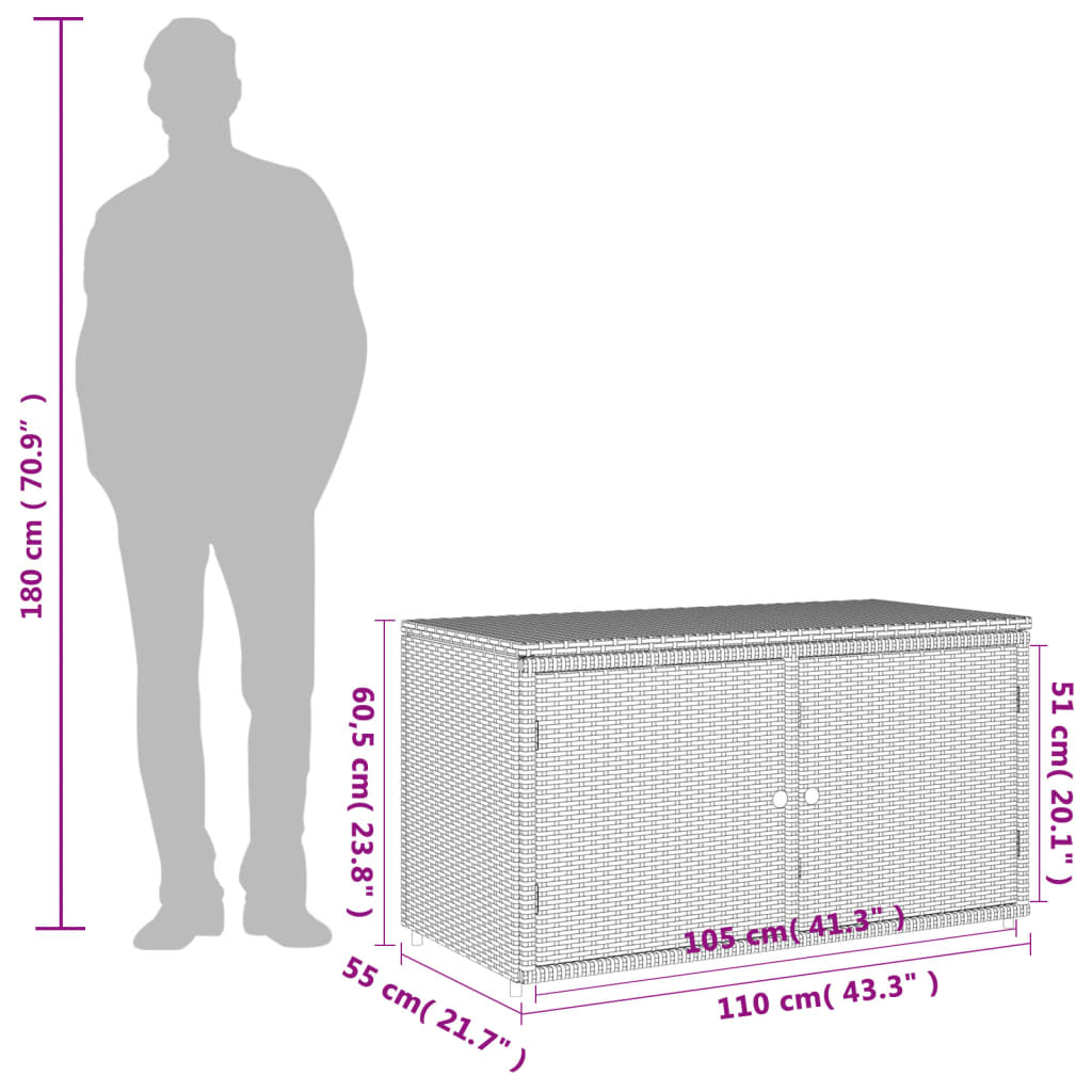 Tuinkast 110x55x60,5 cm poly rattan