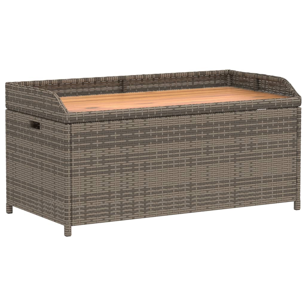 Banc de rangement 100x50x52 cm polyrotin et bois d'acacia