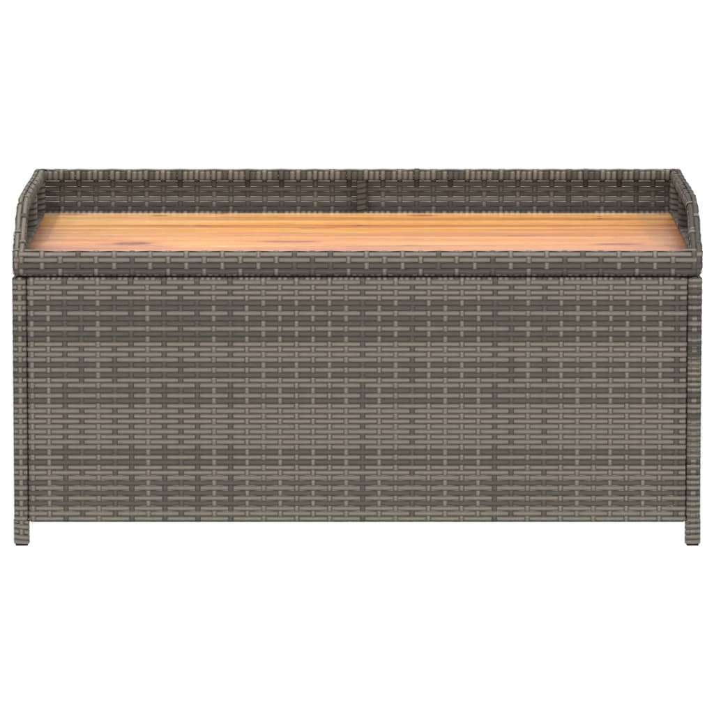 Banc de rangement 100x50x52 cm polyrotin et bois d'acacia