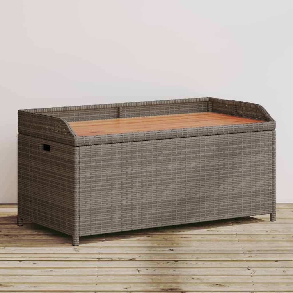 Banc de rangement 100x50x52 cm polyrotin et bois d'acacia